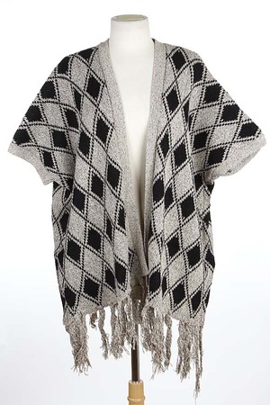 Traingle Pattern Scarf with Fringed Detail 5JAG